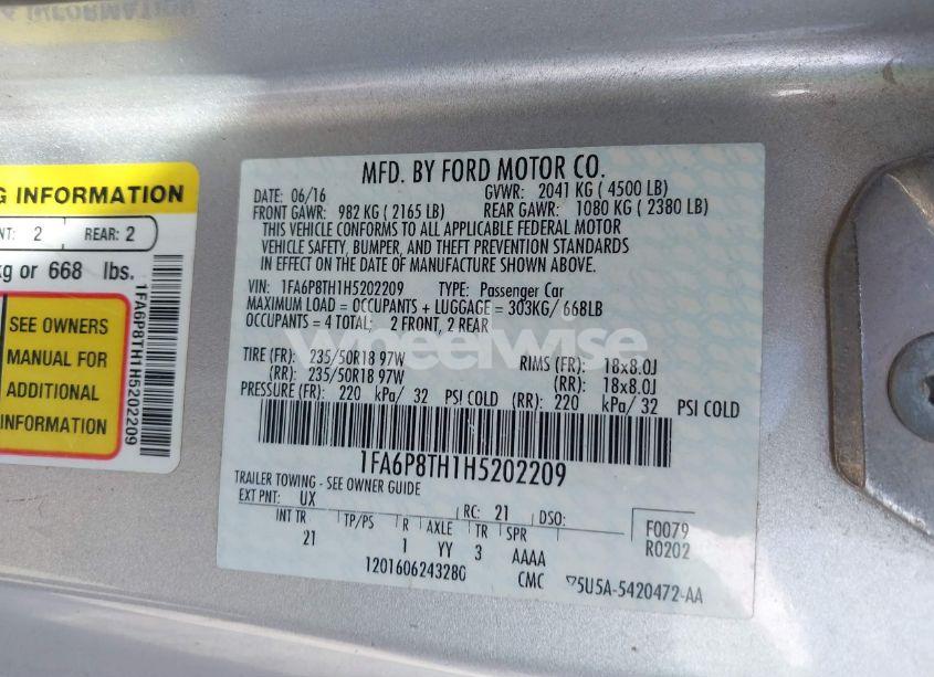 Photo 9 of 2017 Ford Mustang ECOBOOST (VIN 1FA6P8TH1H5202209)