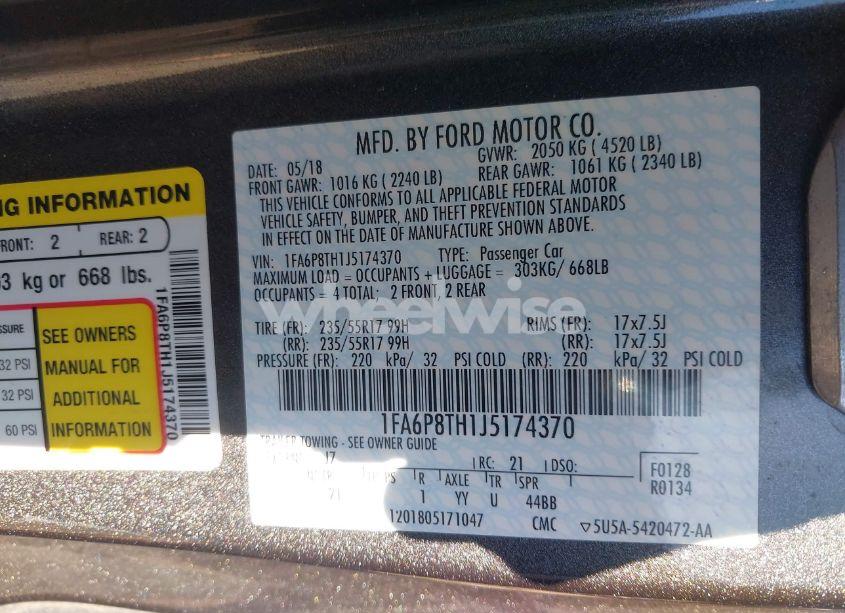 Photo 9 of 2018 Ford Mustang ECOBOOST (VIN 1FA6P8TH1J5174370)