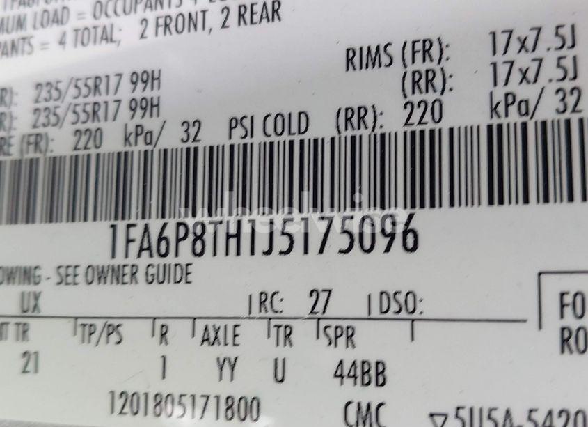 Photo 9 of 2018 Ford Mustang ECOBOOST (VIN 1FA6P8TH1J5175096)