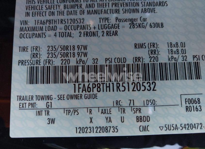 Photo 9 of 2024 Ford Mustang ECOBOOST PREMIUM FASTBACK (VIN 1FA6P8TH1R5120532)