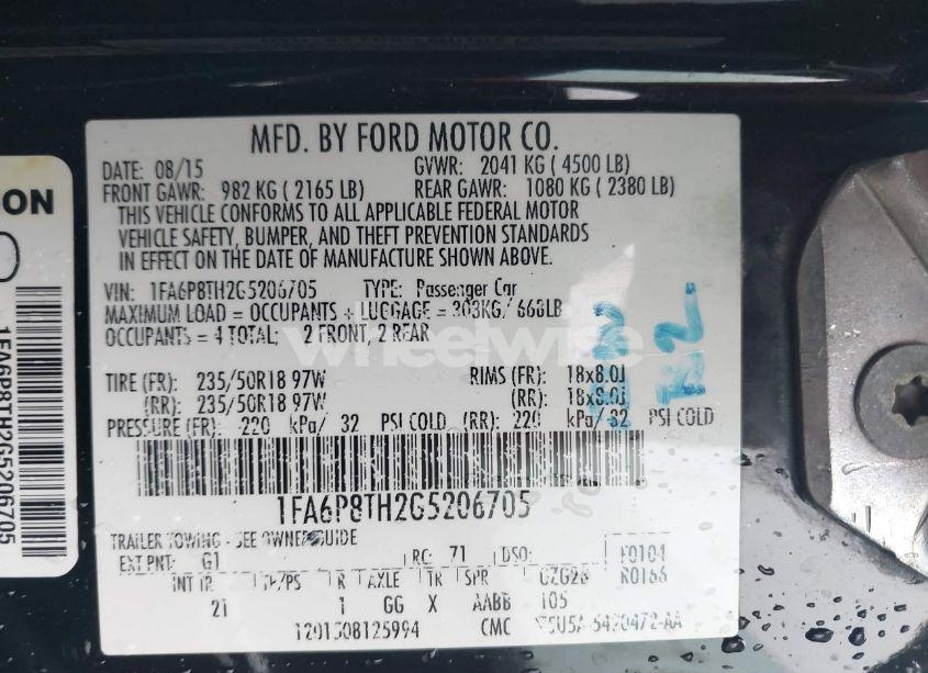 Photo 9 of 2016 Ford Mustang ECOBOOST (VIN 1FA6P8TH2G5206705)