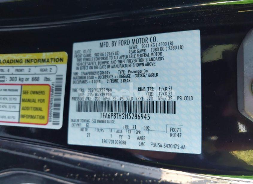 Photo 9 of 2017 Ford Mustang ECOBOOST (VIN 1FA6P8TH2H5286945)