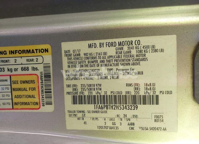 Photo 9 of 2017 Ford Mustang ECOBOOST (VIN 1FA6P8TH2H5343239)