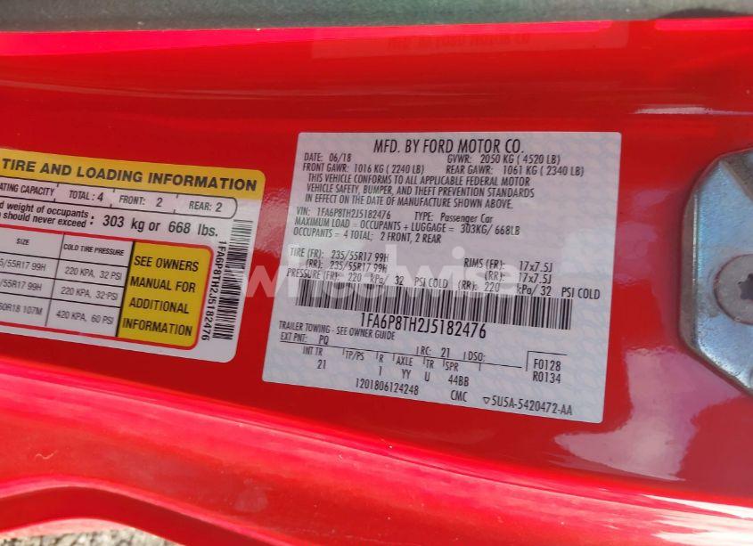 Photo 9 of 2018 Ford Mustang ECOBOOST (VIN 1FA6P8TH2J5182476)