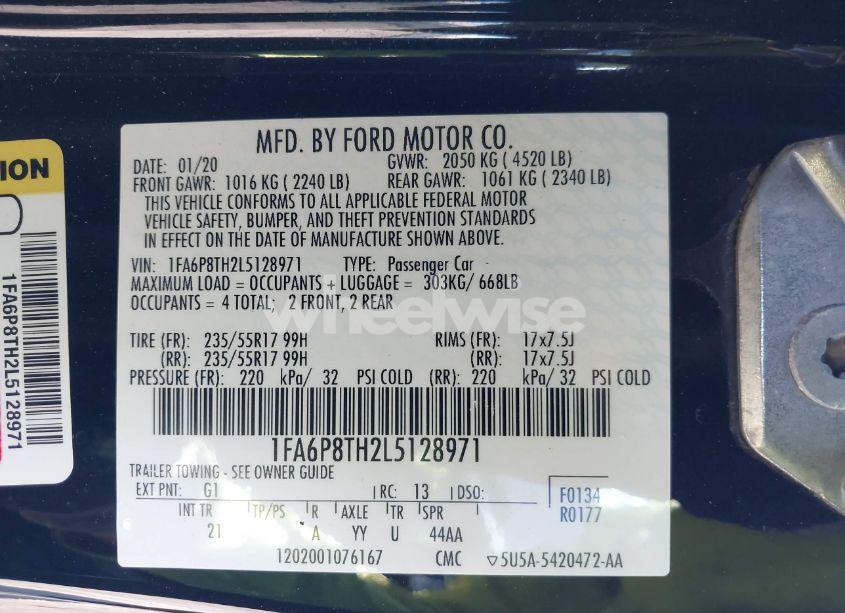 Photo 9 of 2020 Ford Mustang ECOBOOST FASTBACK (VIN 1FA6P8TH2L5128971)