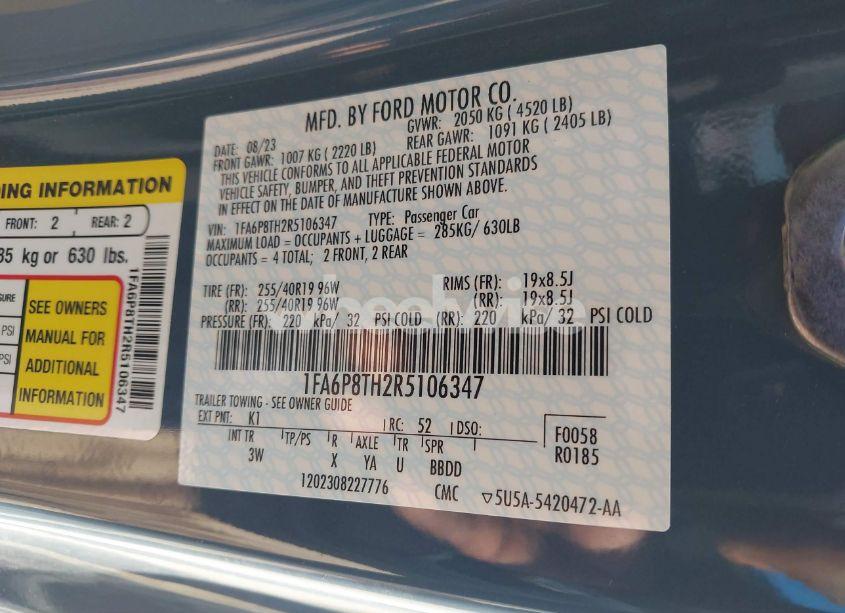 Photo 9 of 2024 Ford Mustang ECOBOOST PREMIUM (VIN 1FA6P8TH2R5106347)