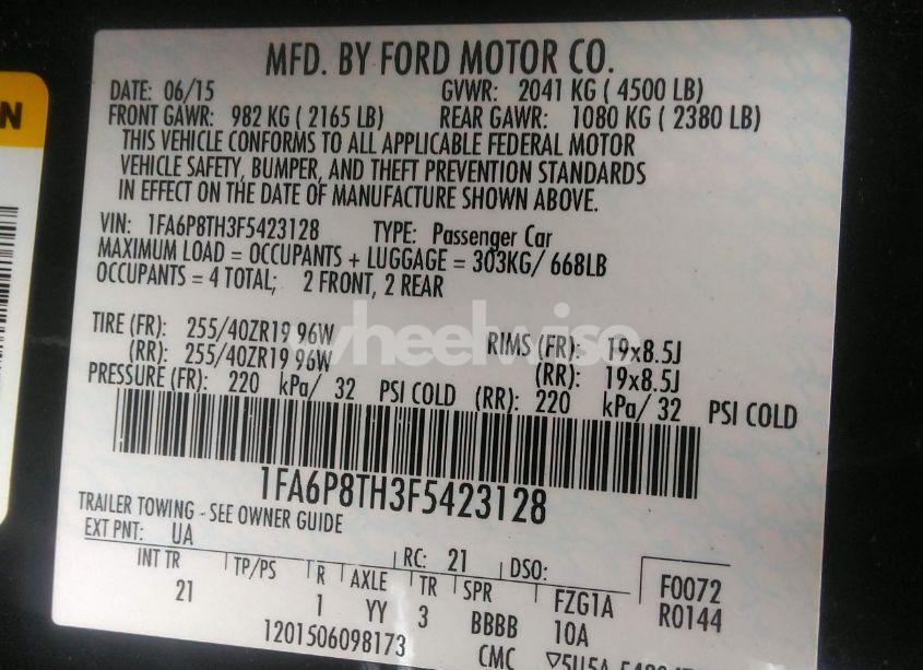 Photo 9 of 2015 Ford Mustang ECOBOOST (VIN 1FA6P8TH3F5423128)