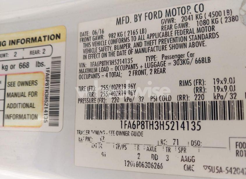 Photo 8 of 2017 Ford Mustang ECOBOOST (VIN 1FA6P8TH3H5214135)