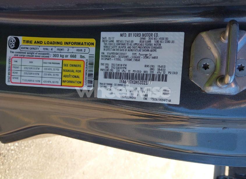 Photo 9 of 2017 Ford Mustang ECOBOOST (VIN 1FA6P8TH3H5332377)