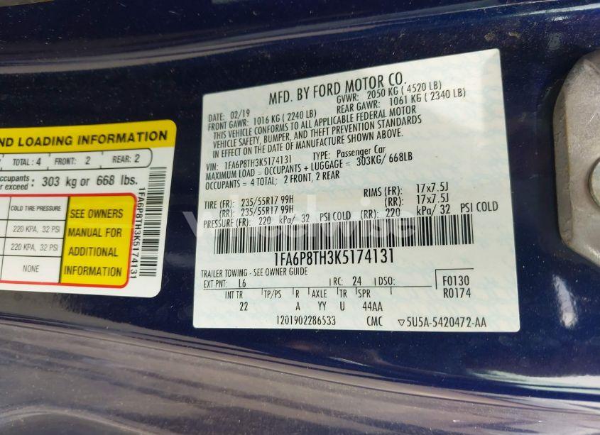 Photo 9 of 2019 Ford Mustang ECOBOOST (VIN 1FA6P8TH3K5174131)