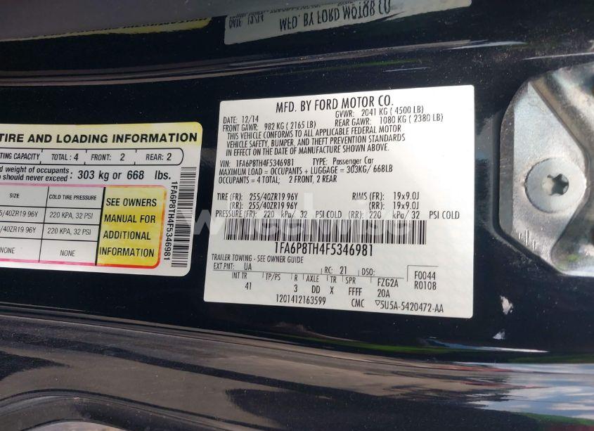 Photo 9 of 2015 Ford Mustang ECOBOOST (VIN 1FA6P8TH4F5346981)