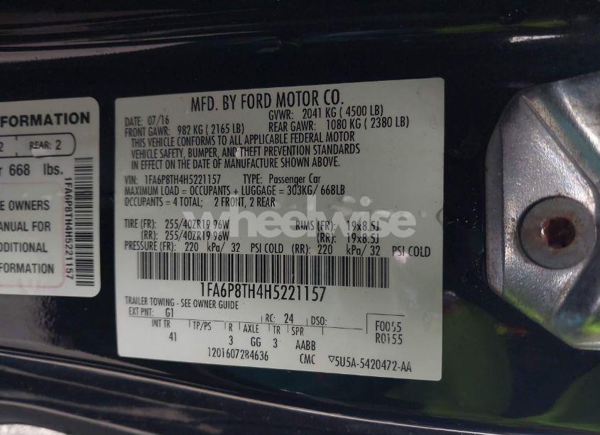 Photo 9 of 2017 Ford Mustang ECOBOOST (VIN 1FA6P8TH4H5221157)