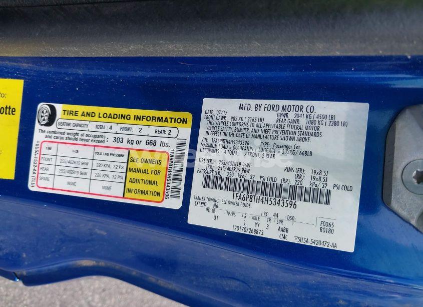 Photo 9 of 2017 Ford Mustang ECOBOOST (VIN 1FA6P8TH4H5343596)