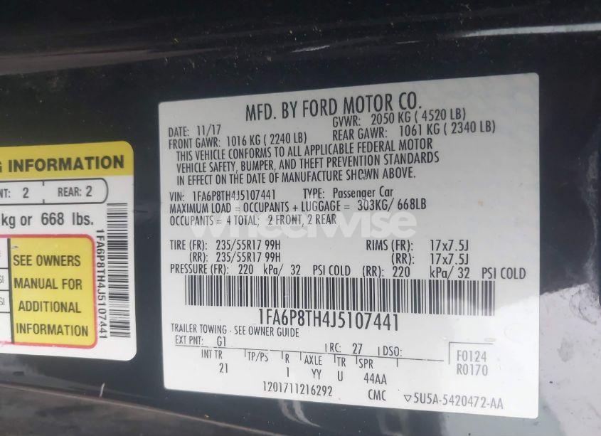 Photo 9 of 2018 Ford Mustang ECOBOOST (VIN 1FA6P8TH4J5107441)