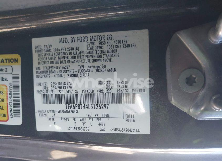 Photo 9 of 2020 Ford Mustang ECOBOOST PREMIUM FASTBACK (VIN 1FA6P8TH4L5126297)