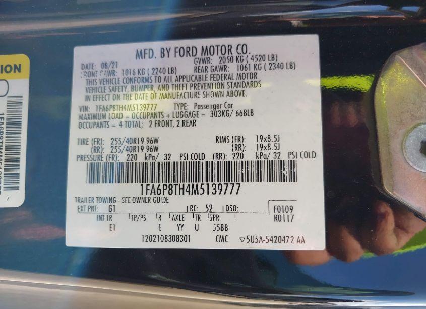 Photo 9 of 2021 Ford Mustang ECOBOOST PREMIUM (VIN 1FA6P8TH4M5139777)