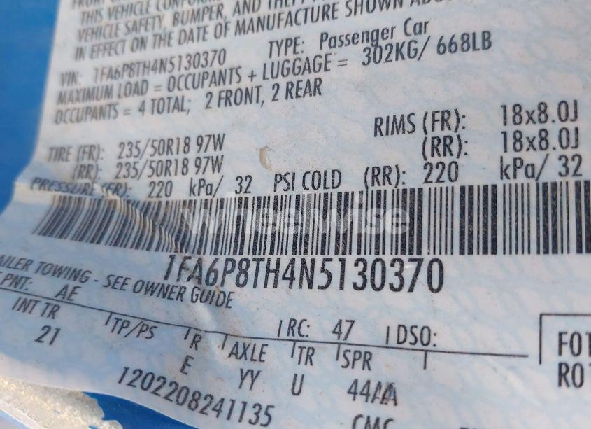 Photo 9 of 2022 Ford Mustang ECOBOOST FASTBACK (VIN 1FA6P8TH4N5130370)