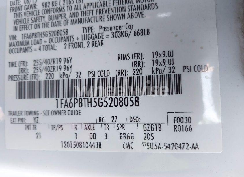 Photo 9 of 2016 Ford Mustang ECOBOOST (VIN 1FA6P8TH5G5208058)