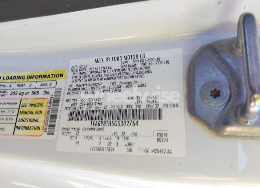 Photo 9 of 2016 Ford Mustang ECOBOOST (VIN 1FA6P8TH5G5302764)