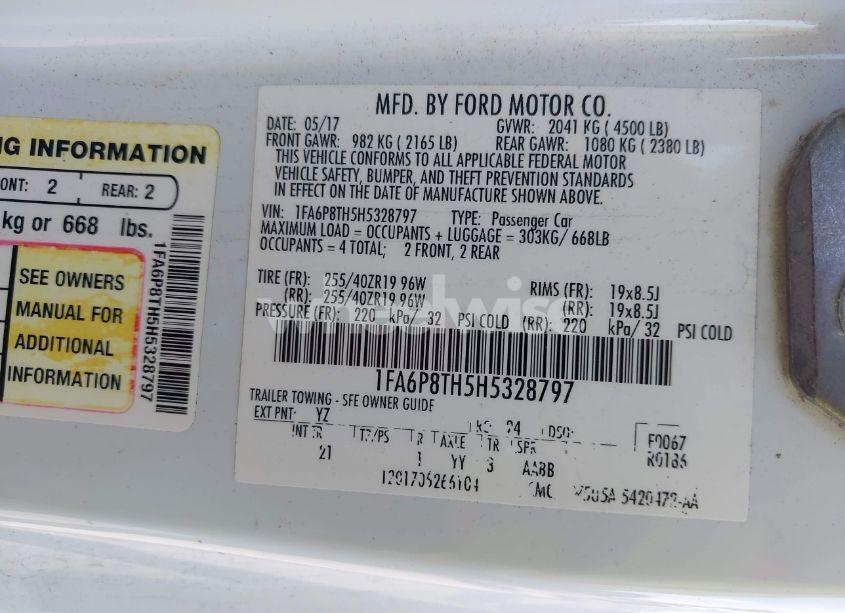 Photo 9 of 2017 Ford Mustang ECOBOOST (VIN 1FA6P8TH5H5328797)