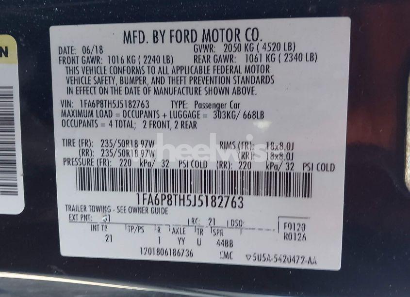 Photo 9 of 2018 Ford Mustang ECOBOOST (VIN 1FA6P8TH5J5182763)