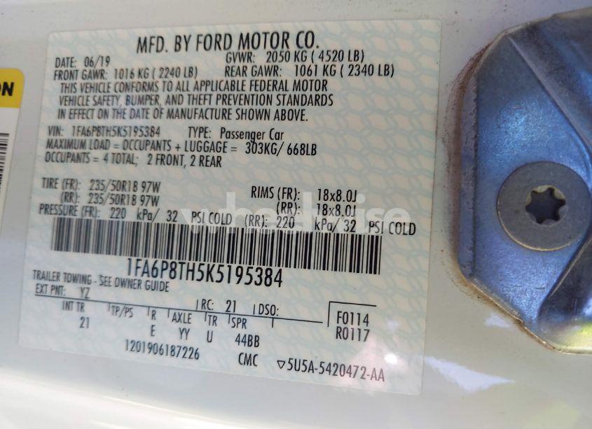 Photo 9 of 2019 Ford Mustang ECOBOOST (VIN 1FA6P8TH5K5195384)