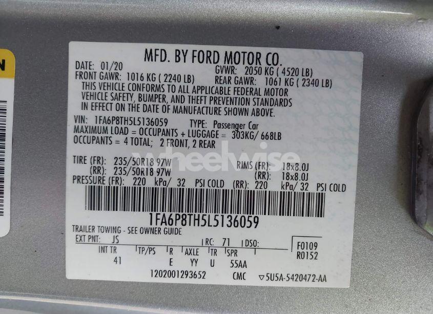 Photo 9 of 2020 Ford Mustang ECOBOOST PREMIUM (VIN 1FA6P8TH5L5136059)