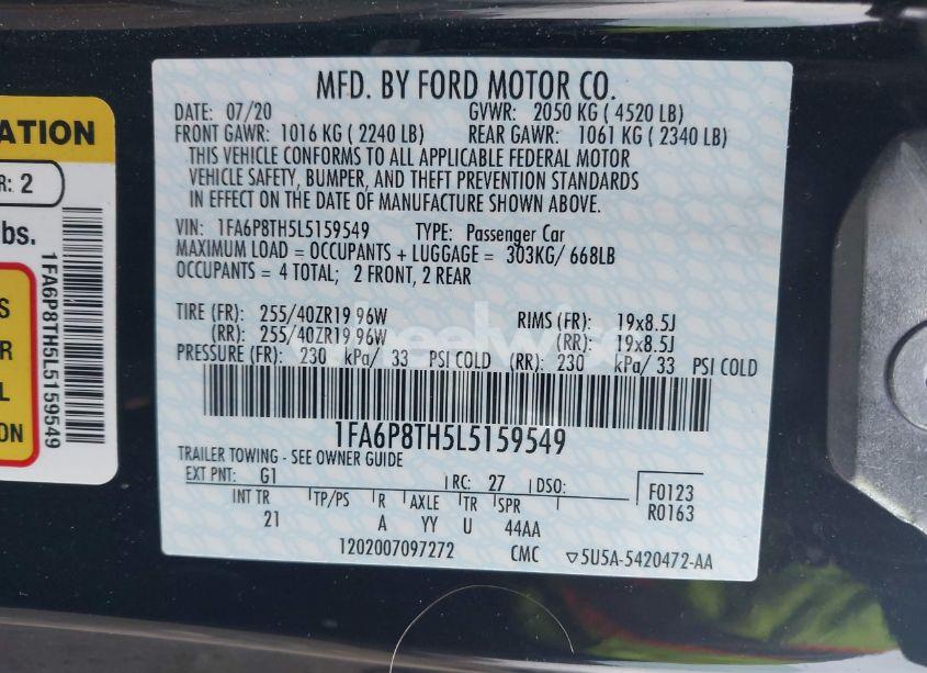 Photo 9 of 2020 Ford Mustang ECOBOOST FASTBACK (VIN 1FA6P8TH5L5159549)