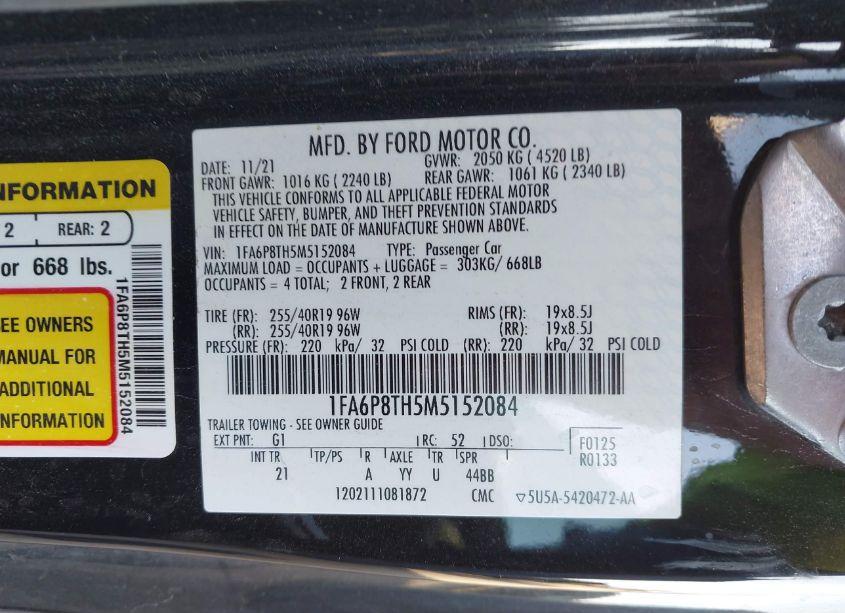 Photo 9 of 2021 Ford Mustang ECOBOOST (VIN 1FA6P8TH5M5152084)