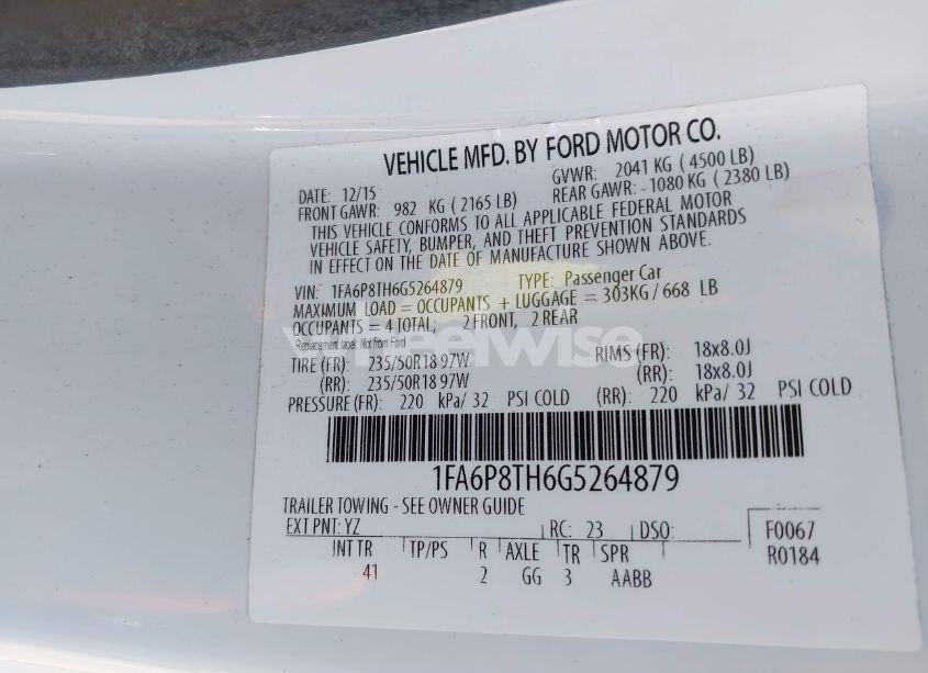 Photo 9 of 2016 Ford Mustang ECOBOOST (VIN 1FA6P8TH6G5264879)