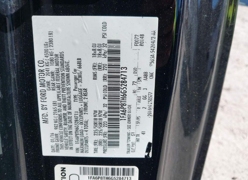 Photo 9 of 2016 Ford Mustang ECOBOOST (VIN 1FA6P8TH6G5284713)