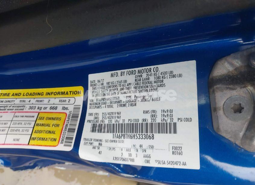 Photo 9 of 2017 Ford Mustang ECOBOOST (VIN 1FA6P8TH6H5333068)