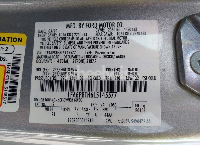 Photo 9 of 2020 Ford Mustang ECOBOOST FASTBACK (VIN 1FA6P8TH6L5145577)