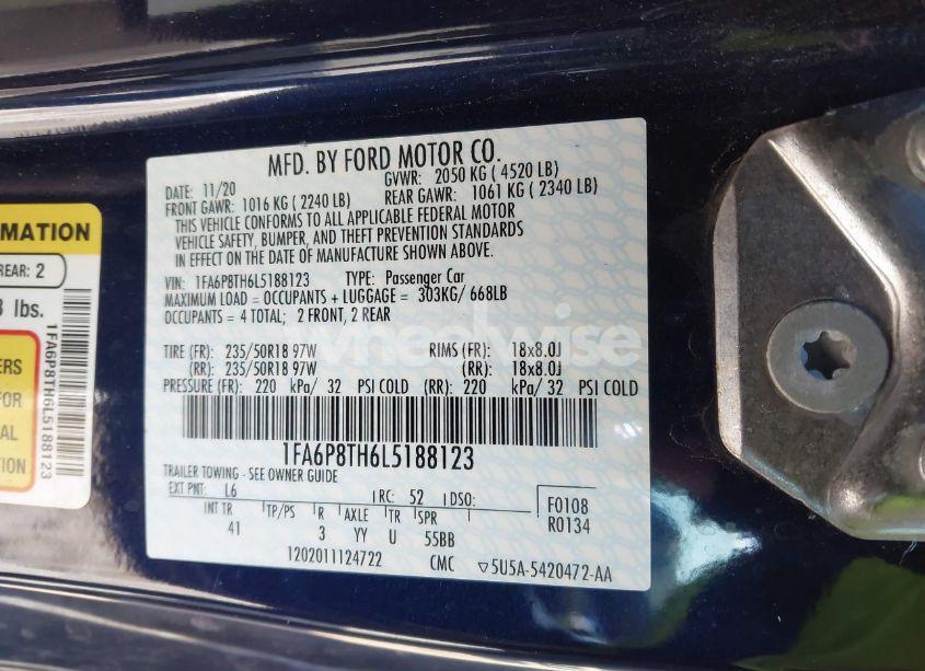 Photo 9 of 2020 Ford Mustang ECOBOOST PREMIUM FASTBACK (VIN 1FA6P8TH6L5188123)