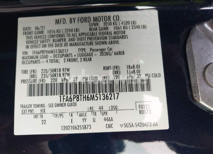 Photo 9 of 2021 Ford Mustang ECOBOOST (VIN 1FA6P8TH6M5136217)
