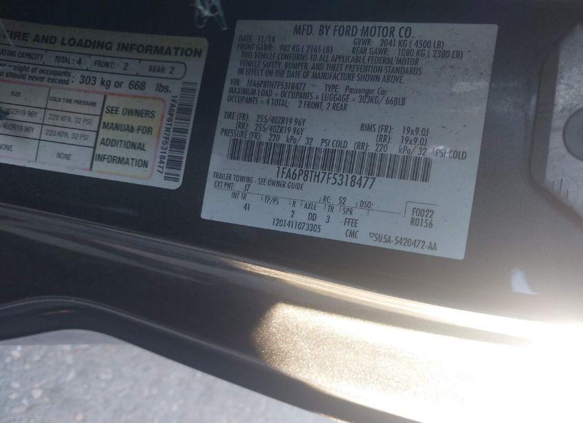 Photo 9 of 2015 Ford Mustang ECOBOOST (VIN 1FA6P8TH7F5318477)