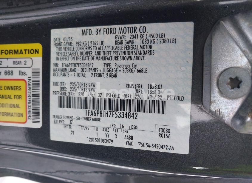 Photo 9 of 2015 Ford Mustang ECOBOOST (VIN 1FA6P8TH7F5334842)