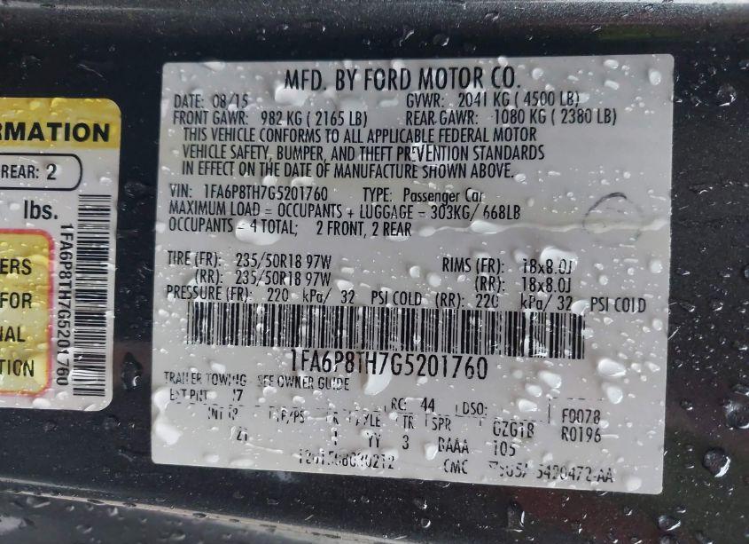 Photo 9 of 2016 Ford Mustang ECOBOOST (VIN 1FA6P8TH7G5201760)