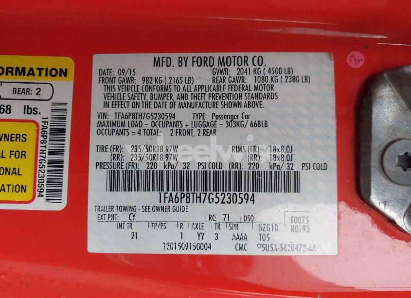 Photo 9 of 2016 Ford Mustang ECOBOOST (VIN 1FA6P8TH7G5230594)