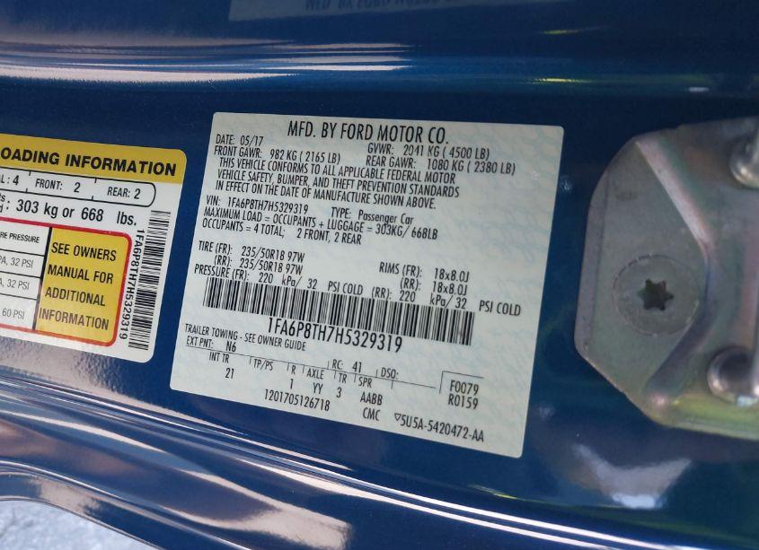 Photo 9 of 2017 Ford Mustang ECOBOOST (VIN 1FA6P8TH7H5329319)