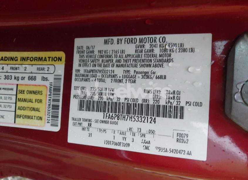 Photo 9 of 2017 Ford Mustang ECOBOOST (VIN 1FA6P8TH7H5332124)