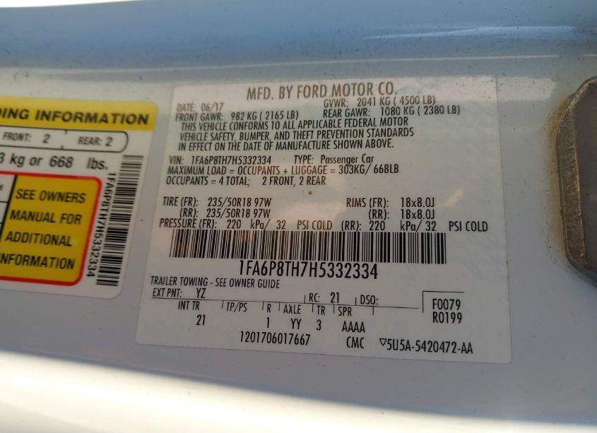 Photo 9 of 2017 Ford Mustang ECOBOOST (VIN 1FA6P8TH7H5332334)