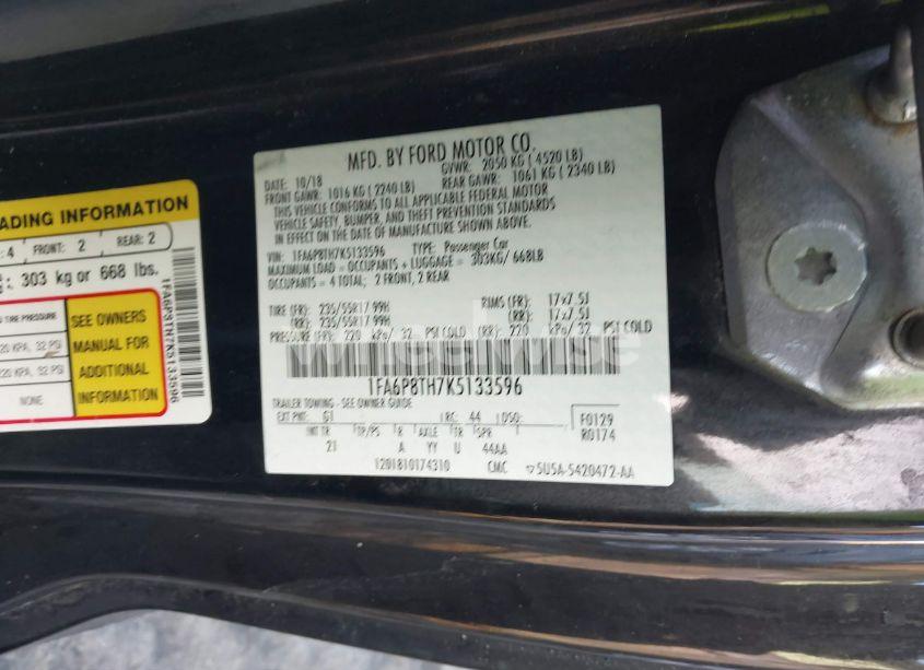 Photo 9 of 2019 Ford Mustang ECOBOOST (VIN 1FA6P8TH7K5133596)