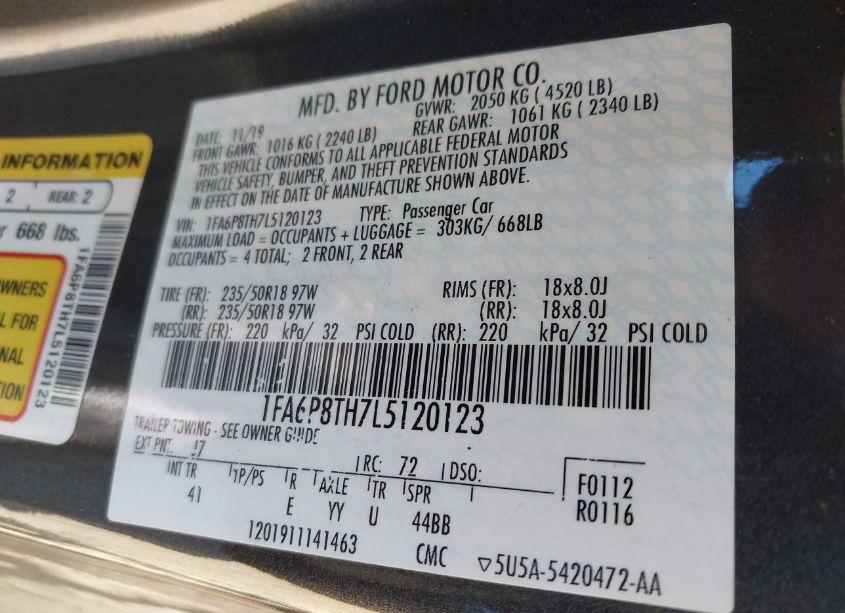 Photo 9 of 2020 Ford Mustang ECOBOOST PREMIUM (VIN 1FA6P8TH7L5120123)