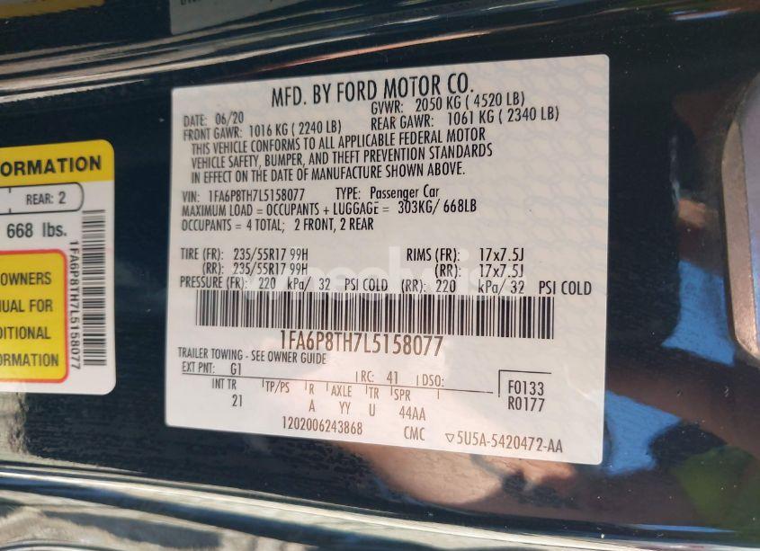 Photo 9 of 2020 Ford Mustang ECOBOOST FASTBACK (VIN 1FA6P8TH7L5158077)