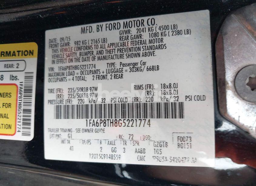 Photo 9 of 2016 Ford Mustang ECOBOOST (VIN 1FA6P8TH8G5221774)