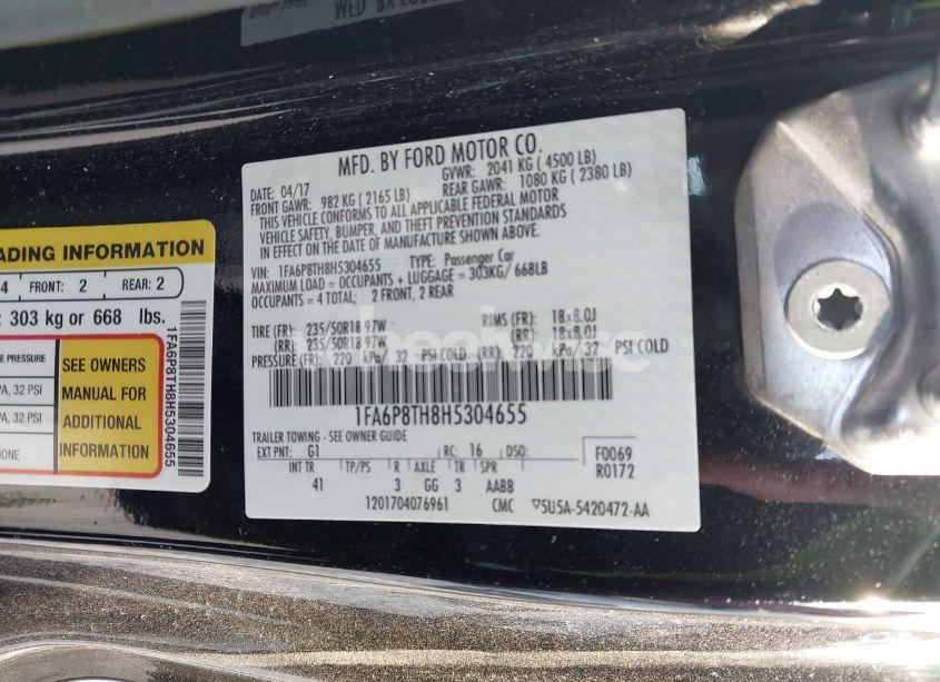 Photo 9 of 2017 Ford Mustang ECOBOOST (VIN 1FA6P8TH8H5304655)