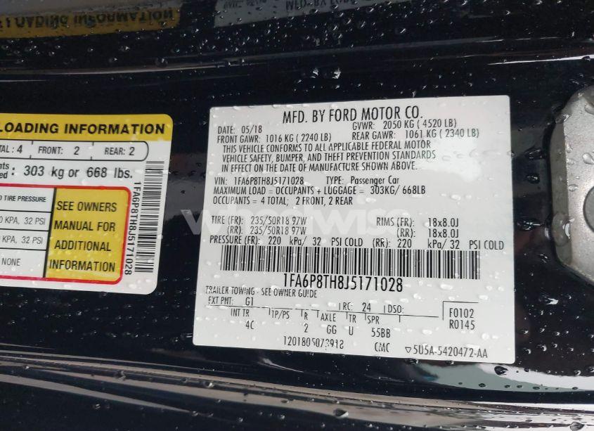 Photo 9 of 2018 Ford Mustang ECOBOOST (VIN 1FA6P8TH8J5171028)