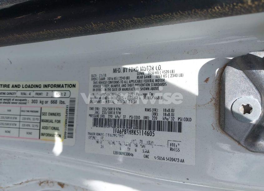 Photo 9 of 2019 Ford Mustang ECOBOOST (VIN 1FA6P8TH8K5114605)