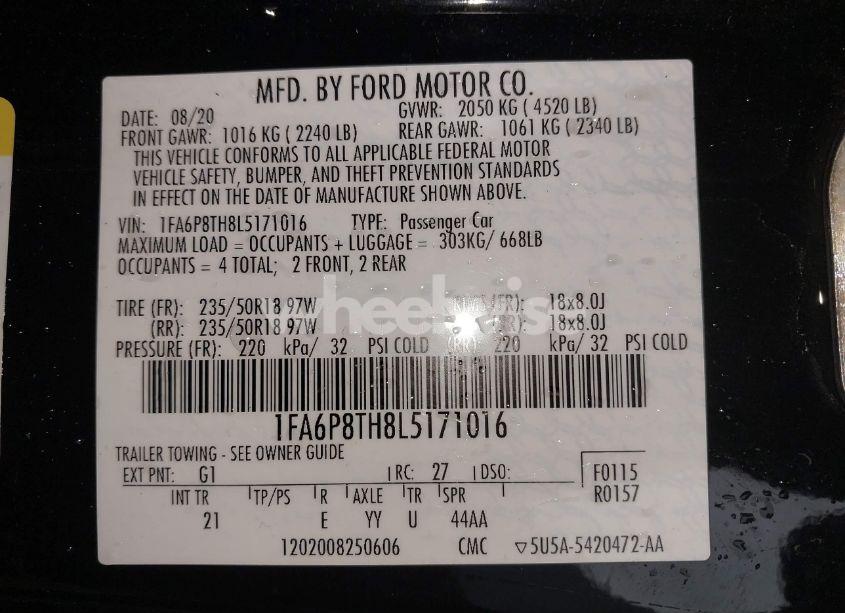 Photo 9 of 2020 Ford Mustang ECOBOOST FASTBACK (VIN 1FA6P8TH8L5171016)